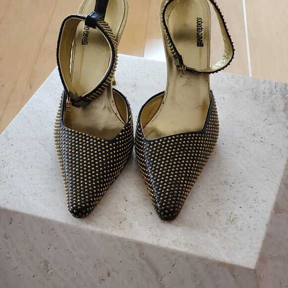 Vintage Roberto Cavalli Studded Ankle Strap heels sz 39 - Picture 4 of 11